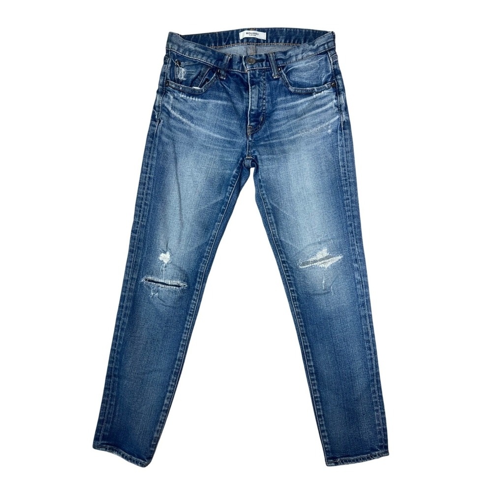 Moussy Vintage Selvedge Jeans Blue Distressed Slim Leg Made in Japan Size 26